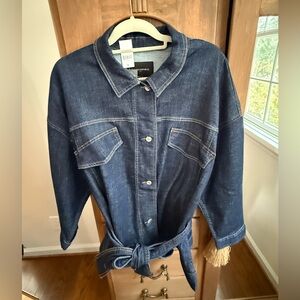 NWT! Size XL Banana Republic Dark Blue Belted Denim Jacket